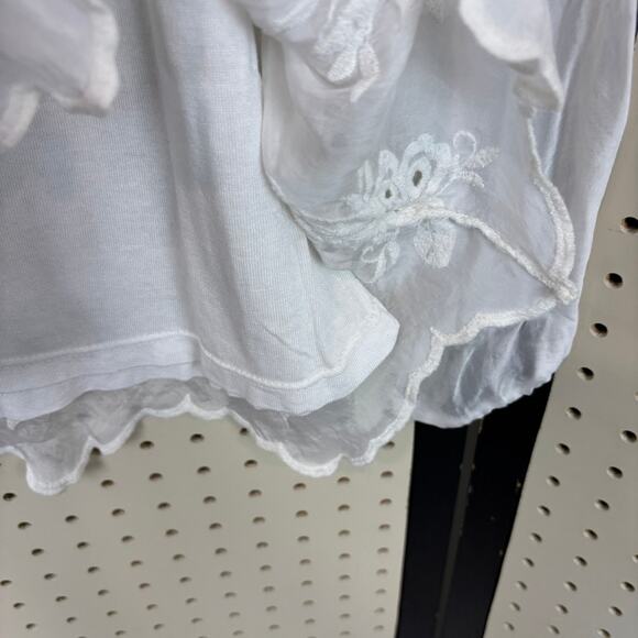Angela Moda Italy White Silk Off-Shoulder Blouse Fairycore Whimsical - Picture 6 of 9